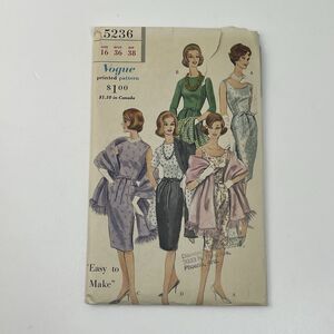 Dress & Stole 16 Vintage 60s VOGUE Uncut Pattern 5236 Wiggle Special Occasion